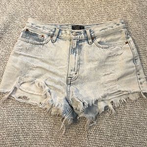 Abercrombie distressed jean shorts mom high rise